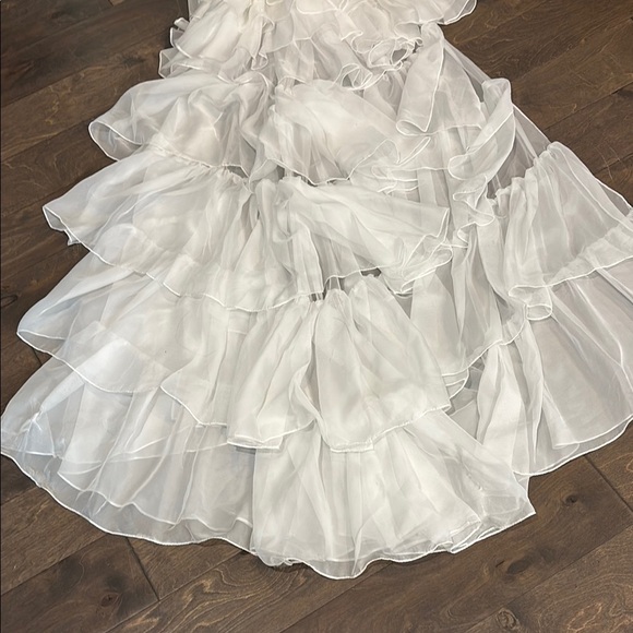 Mac Duggal White Ruffled A-line Wedding Dress - Picture 7 of 10